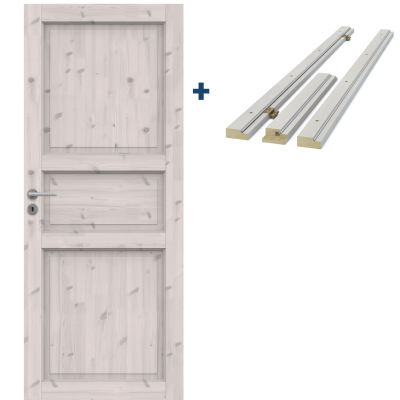 Комплект сосновой двери SWEDOOR Tradition 51, белый лак: полотно + коробка
