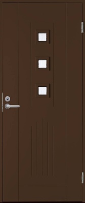 Теплая входная дверь SWEDOOR by Jeld-Wen Basic B0060, коричневая (цвет RR32), М10*21, ПРАВАЯ , замок LC102, №11