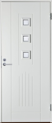 BASIC B0060 со стеклом, Белая NCS S 0502-Y,  9*21, ПРАВАЯ , замок LC102