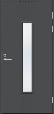 Теплая входная дверь SWEDOOR by Jeld-Wen Function F2050 W28 тёмно-серая (цвет RR23), М9*21, правая с замком ASSA 565