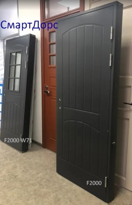 Теплая финская входная дверь SWEDOOR by Jeld-Wen Function F2000, темно-серая (цвет RR23)
