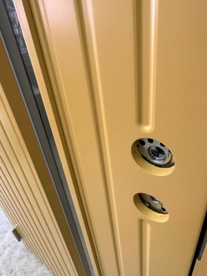 Дверь входная Kaski Kiilo Thermo, желтая, М9, левая, с замком ABLOY LC102