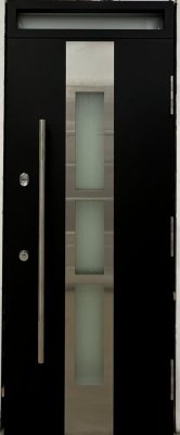 Тёплая входная дверь с терморазрывом Норд 85  НС-52/1 RAL 9005, Муар. Для проема 910*2100, правая