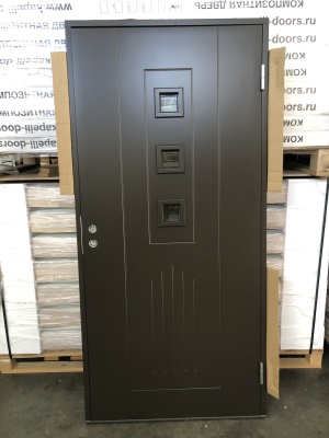 Теплая входная дверь SWEDOOR by Jeld-Wen Basic B0060, коричневая (цвет RR32), М10*21, ПРАВАЯ , замок LC102, №11