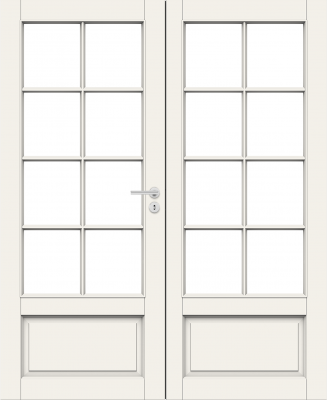 Дверь Nord Fin Doors модель 104 pari двухстворчатая, Белый NCS S 0502-Y, M13x21, Левая
