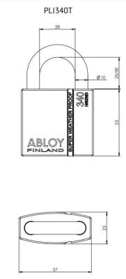 Навесной замок Abloy (Аблой) PLI340, дужка 10 мм, с уплотнительными кольцами для защиты от пыли и осадков