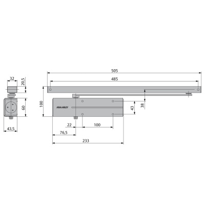 Доводчик ASSA-Abloy (Асса-Аблой) DC135  EN3  со скользящей тягой в комплекте