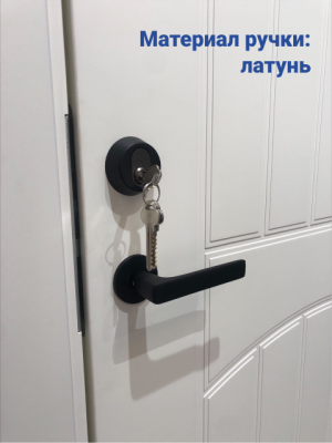 Комплект фурнитуры NFD_701MUS на входную дверь в черном цвете (ручка LE5/008, цилиндр, скобянка на цилиндр)