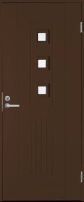Теплая входная дверь SWEDOOR by Jeld-Wen Basic B0060, коричневая (цвет RR32), М10*21, ПРАВАЯ , замок LC102, №11