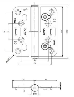 Петля для входных дверей Abloy (Аблой) 3248-110TMKSS черная
