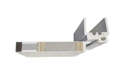 Дверь Kapelli classic гладкая, моноколор серый 7047 с алюминиевой торцевой накладкой в чёрном цвете