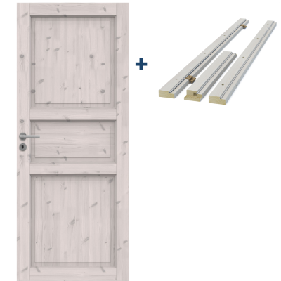 Комплект сосновой двери SWEDOOR Tradition 51, белый лак: полотно + коробка, M7x21