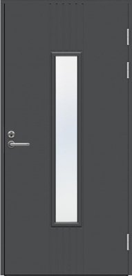 Теплая входная дверь SWEDOOR by Jeld-Wen Function F2050 W28 тёмно-серая (цвет RR23), М9*21, левая с замком ABLOY LC200
