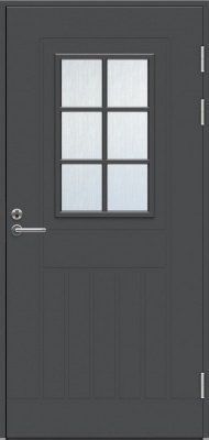 Теплая финская входная дверь SWEDOOR by Jeld-Wen Function F1848 W71 темно-серая (цвет RR23), с замком ABLOY LC102