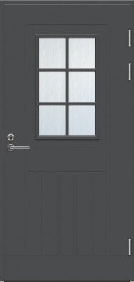 Теплая финская входная дверь SWEDOOR by Jeld-Wen Function F1848 W71 темно-серая (цвет RR23), с замком ABLOY LC200