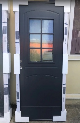 Теплая финская входная дверь SWEDOOR by Jeld-Wen Function F2000 W71, темно-серая (цвет - RR23)
