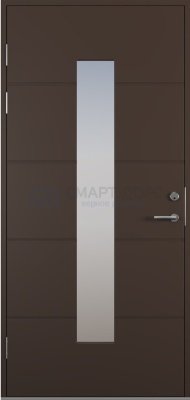 Дверь наружная деревянная ScanDo L024, тёмно-коричневая, 10*21, левое