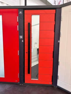 Уличная Теплая алюминиевая дверь с терморазрывом TX-8 двухцветная М10*23, с биометрическим замком DIRCODE