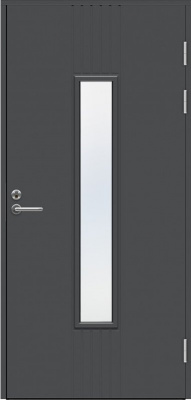 Теплая входная дверь SWEDOOR by Jeld-Wen Function F2050 W28 тёмно-серая (цвет RR23), М9*21, левая с замком ASSA 565
