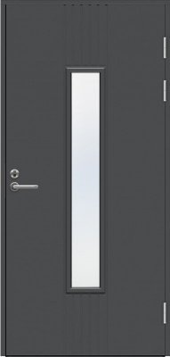 Теплая входная дверь SWEDOOR by Jeld-Wen Function F2050 W28 тёмно-серая (цвет RR23), М9*21, левая с замком ASSA 565